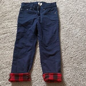 Crewcuts Stylish Navy chino pants with Red flannel lining.